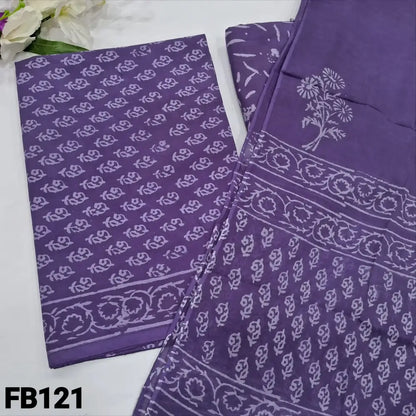 CODE FB121: Dark purple hand block printed pure soft cotton unstitched salwar material(lining needed)hand block printed