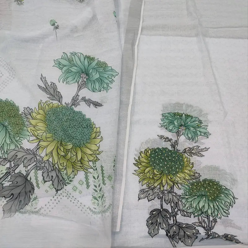 CODE FB241201: Powder blue premium semi linen digital printed unstitched salwar material printed daman(thin,lining