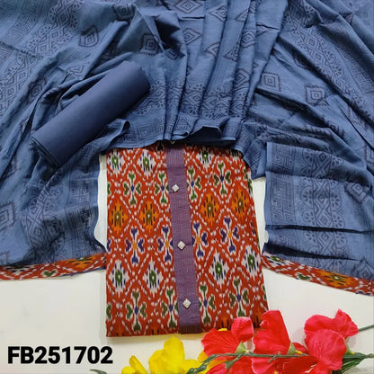 CODE FB251702: Maroon patola printed premium cotton unstitched salwar material fancy buttons on yoke(lining