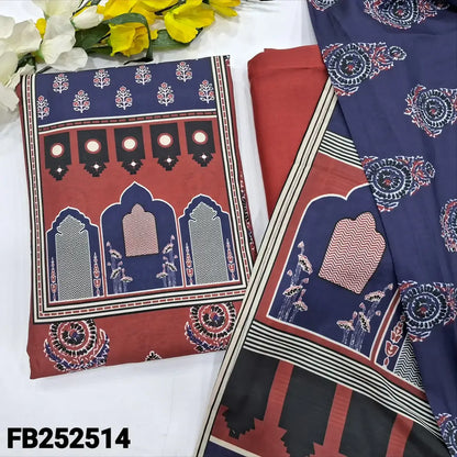 CODE FB252514: Brick red digital printed soft silk cotton unstitched salwar material(soft fabric lining needed)matching
