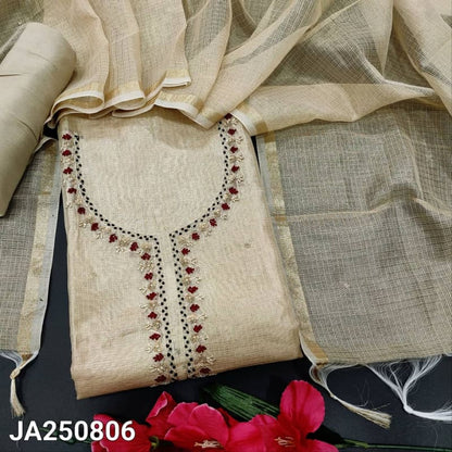 silk cotton embroidered unstitched salwar material