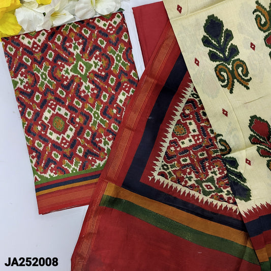 CODE JA252008: Reddish maroon digital patola printed maheshwari silk unstitched salwar material(lilning needed)matching