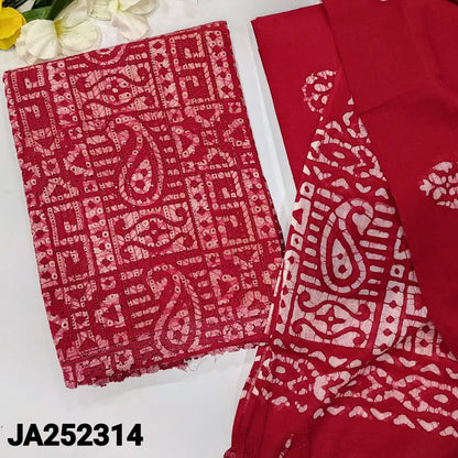 CODE JA252314: Dark pink batik dyed schiffli embroidered pure cotton unstitched salwar material(lining needed)batik