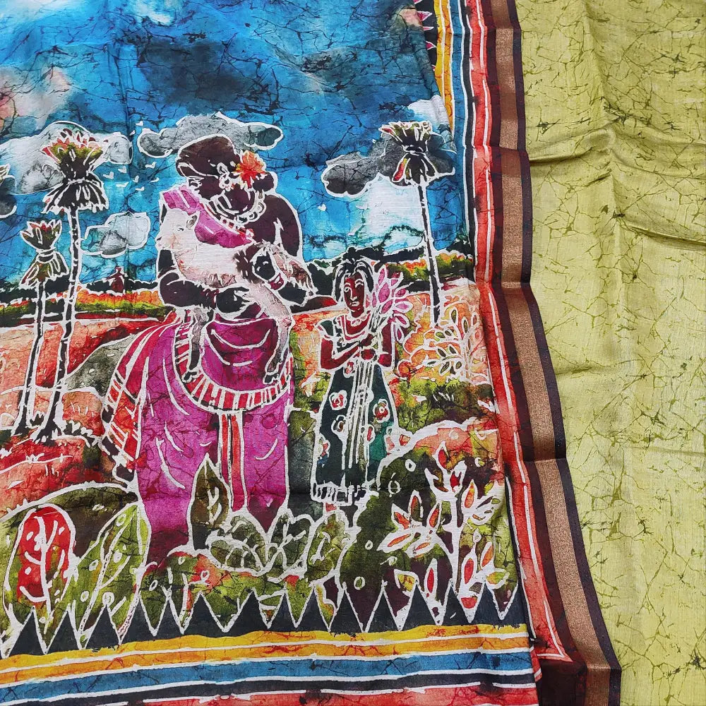 light mossy green silk salwar material with matching dupatta