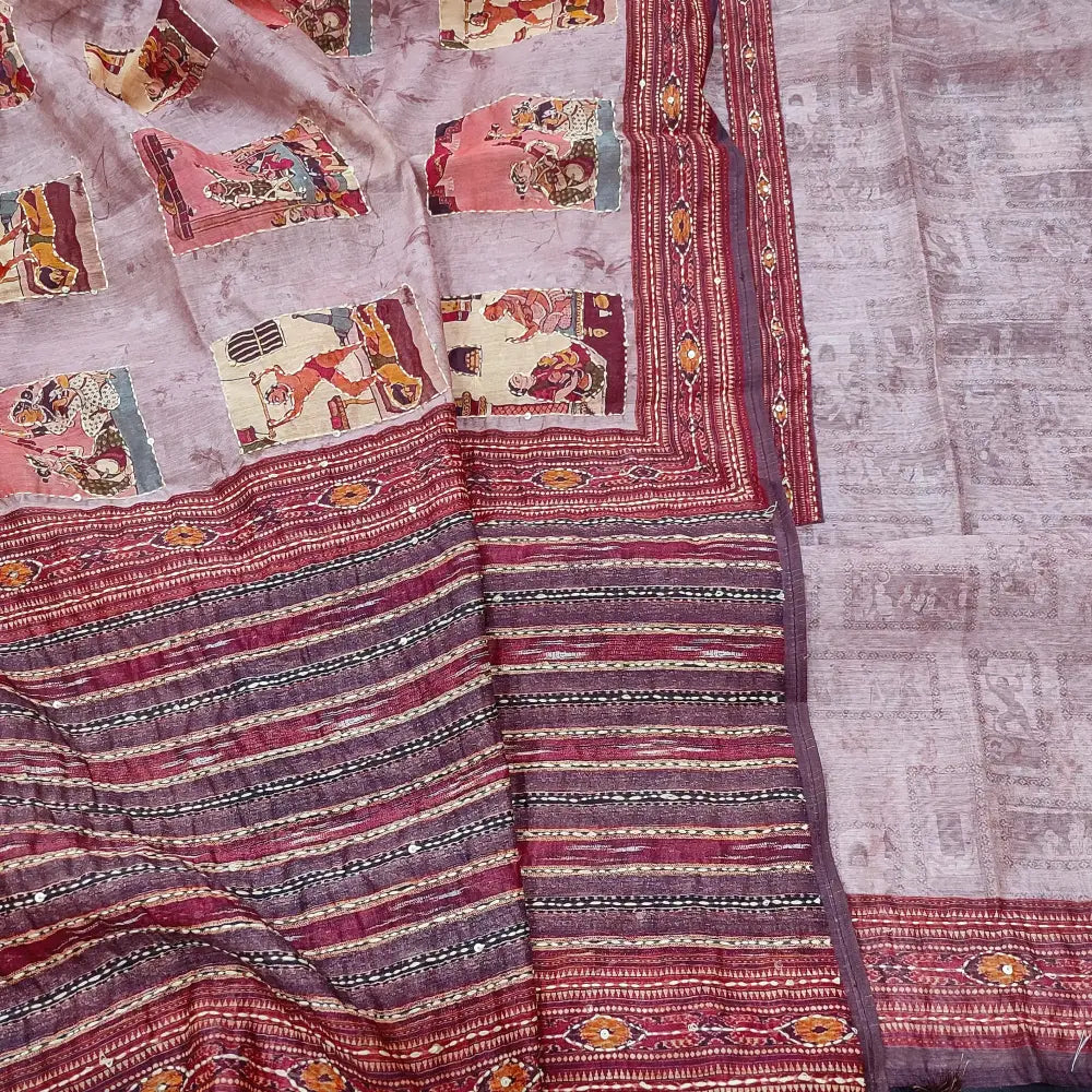 CODE JA253004: Pale pink digital printed silk cotton unstitched salwar material (thin fabric lining needed) matching