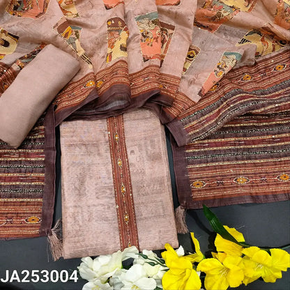 CODE JA253004: Pale pink digital printed silk cotton unstitched salwar material (thin fabric lining needed) matching