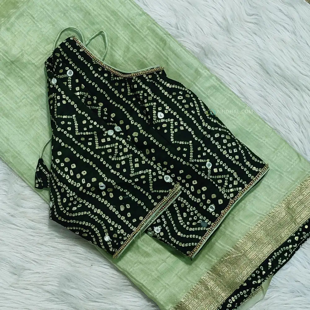 CODE WS1209: Designer Pastel green fancy organza saree(thin and lightweight) readymade blouse(height:15 inches,arm