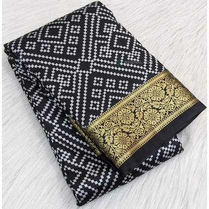 CODE WS868:Black fancy silk cotton thread woven bandhani design saree(soft and smooth),zari woven double side