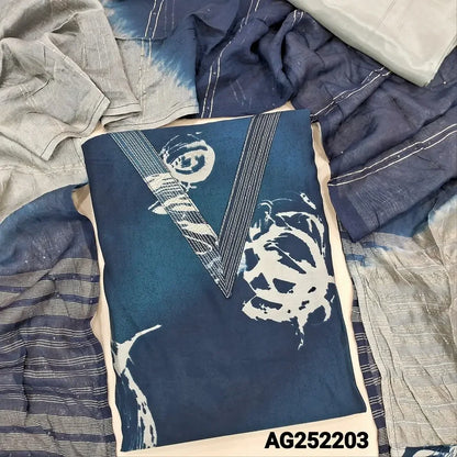 Dark blue floral printed soft silk cotton salwar material ag252203 Neidhal