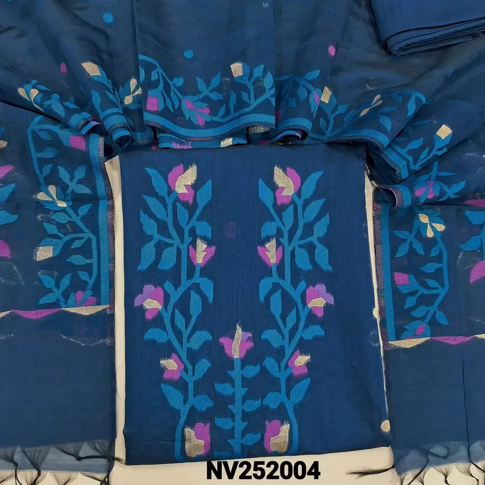 dark blue premium silk cotton unstitched salwar material nv252004-Neidhal