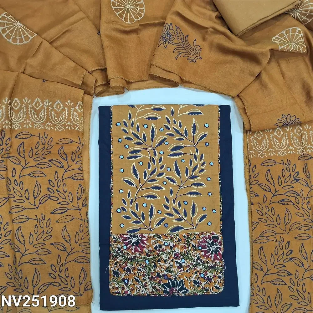 dark blue pure cotton unstitched salwar material nv251908-Neidhal