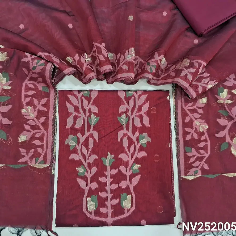 dark maroon premium silk cotton unstitched salwar material nv252005-Neidhal