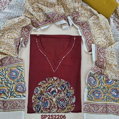 Dark Maroon satin cotton salwar material SP252206-Neidhal