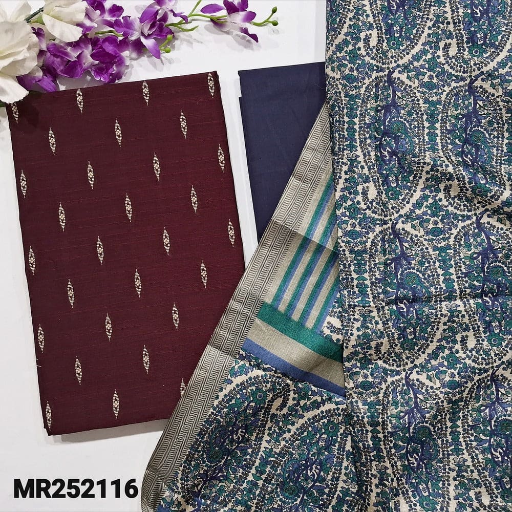 Dark maroon slub silk cotton salwar material mr252116-Neidhal