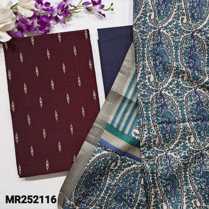 Dark maroon slub silk cotton salwar material mr252116-Neidhal