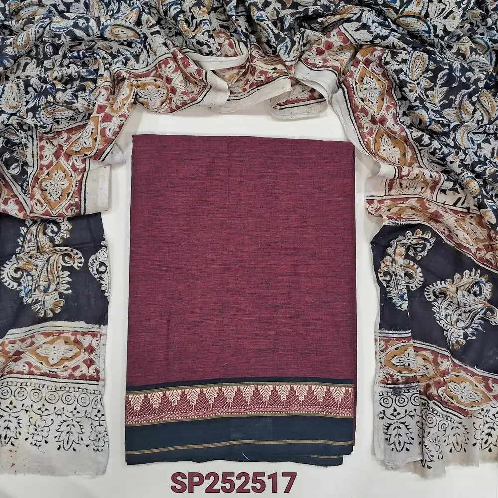 Dark maroon south handloom cotton salwar material SP252517-Neidhal