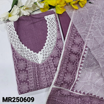 Dark Mauve V-Neck Self-Embroidered Super Net Salwar Set | Neidhal