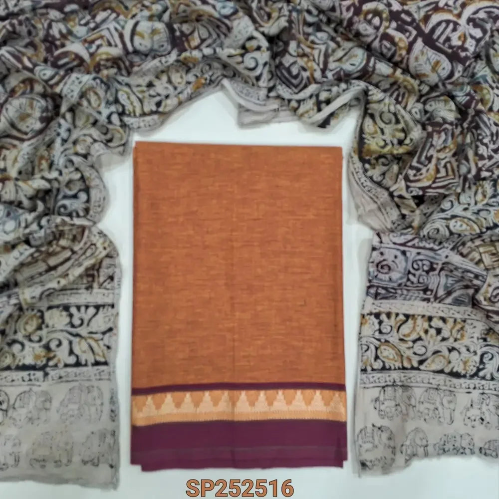 Dark Peach south handloom cotton salwar material SP252516-Neidhal