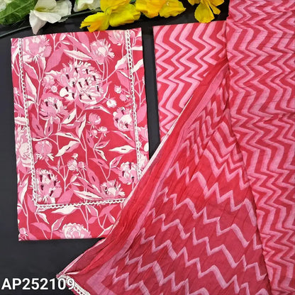 Dark Pink Cotton Salwar Material with Crinkled Dupatta – Neidhal