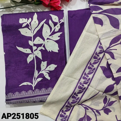 Dark Purple Printed Satin Cotton Salwar Material AP251805 - Neidhal