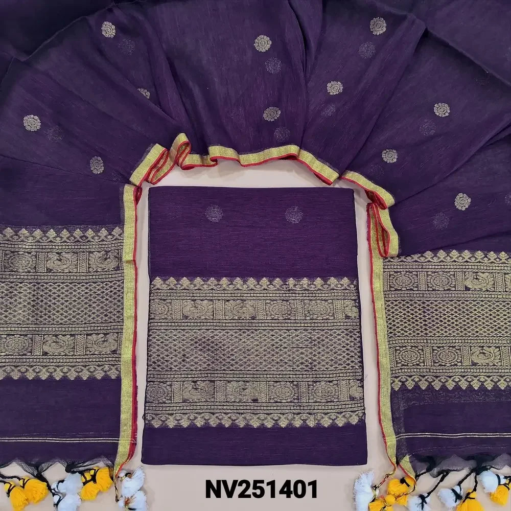 dark purple pure linen unstitched salwar material nv251401-Neidhal