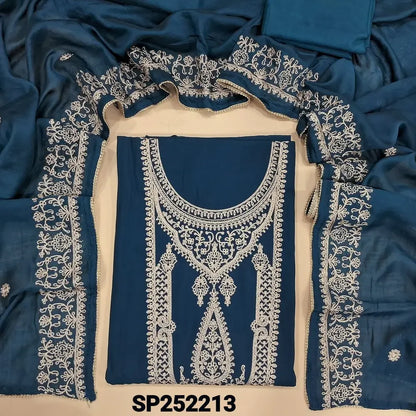 Dark teal blue silk cotton salwar material SP252213-Neidhal