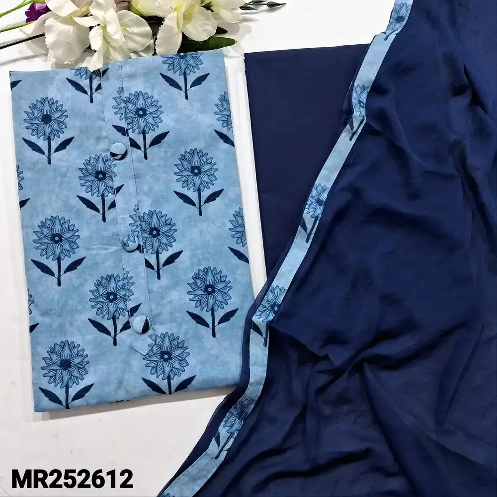 Denim blue floral printed cotton salwar material mr252612-Neidhal
