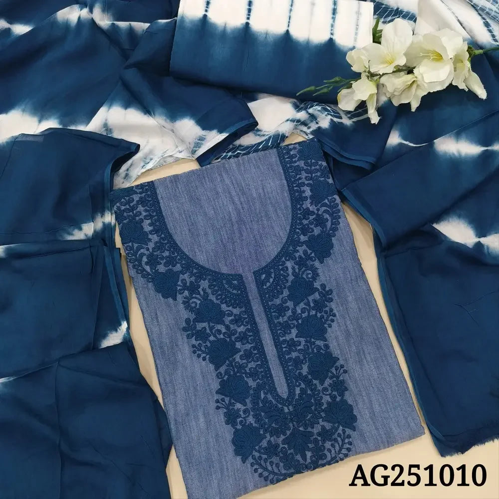 Denim blue handloom cotton salwar material ag251010-Neidhal