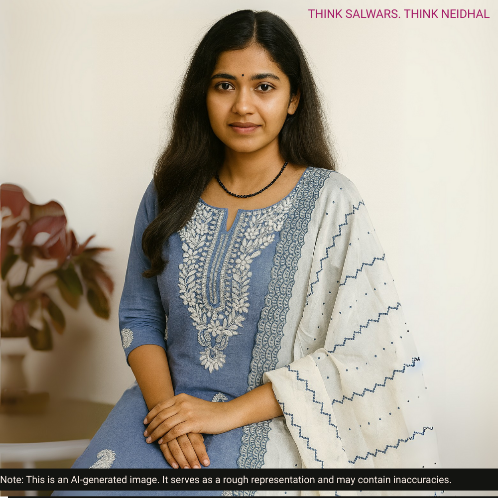 Denim blue pure cotton salwar material ag252608 Neidhal