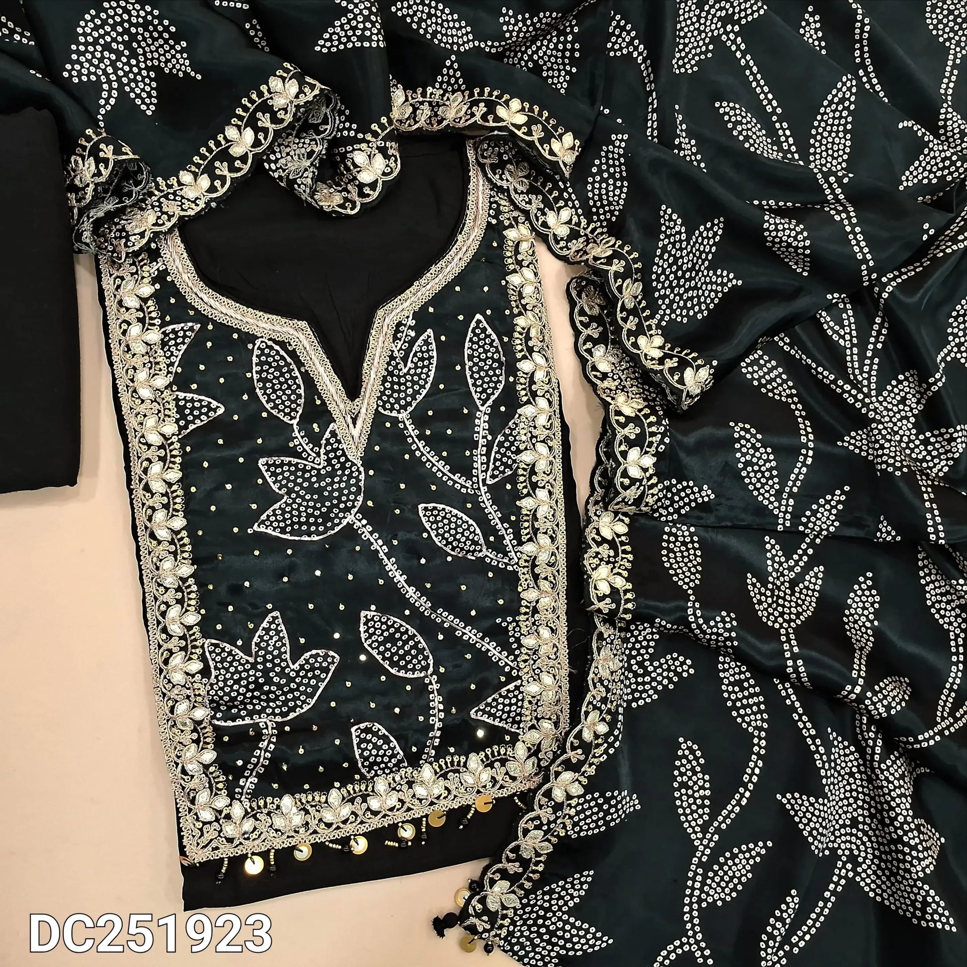 Designer Black pure dola silk unstitched salwar material DC251923-Neidhal