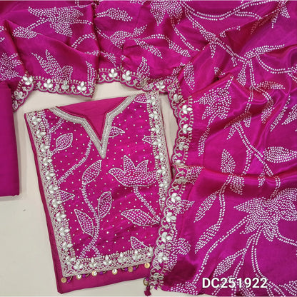 Designer bright Pink pure dola silk unstitched Salwar Material DC251922– Neidhal