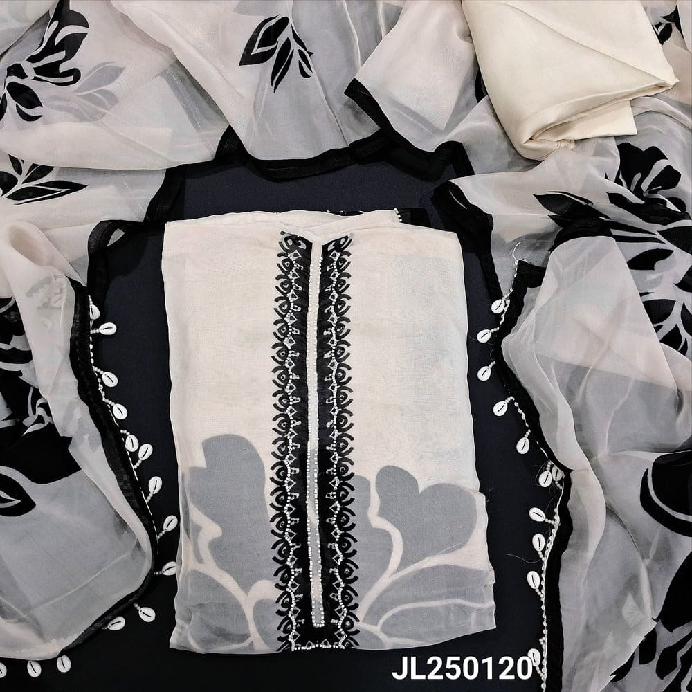 Designer half white digital printed organza salwar material jl250120-Neidhal