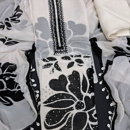 Designer half white digital printed organza salwar material jl250120-Neidhal