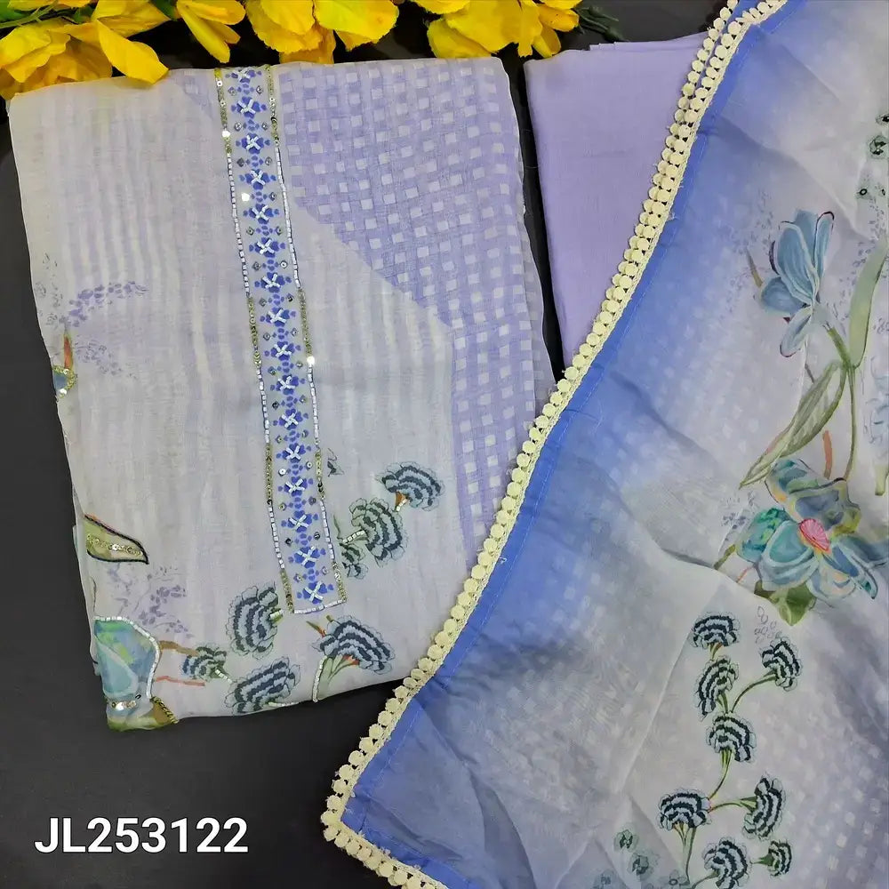 Designer lavender abstract printed pure organza salwar material jl253122-Neidhal