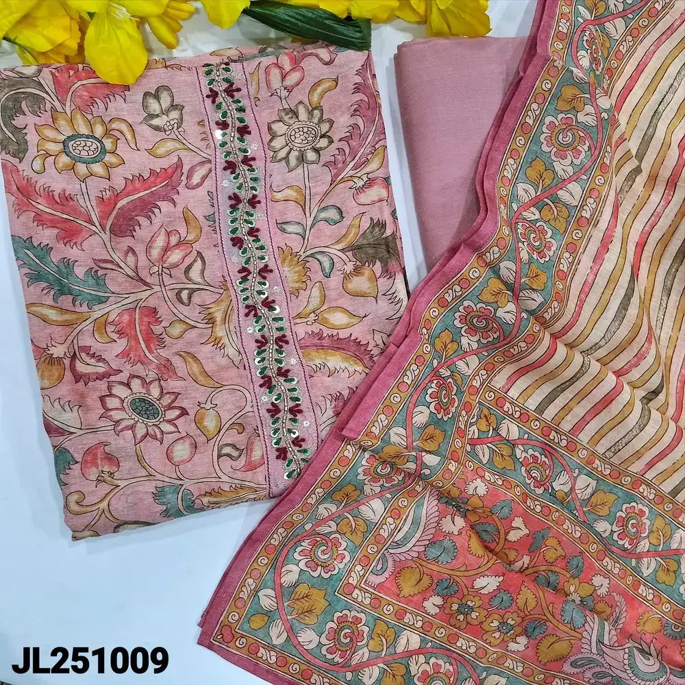Designer pastel pink premium slub silk cotton salwar material jl251009-Neidhal