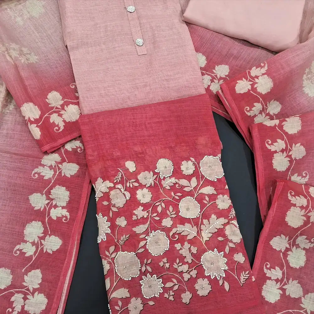 Designer pink premium linen salwar material jn252201-Neidhal