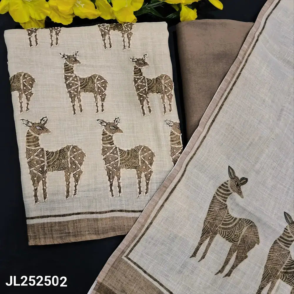 Designer rich beige tissue linen salwar material jl252502-Neidhal