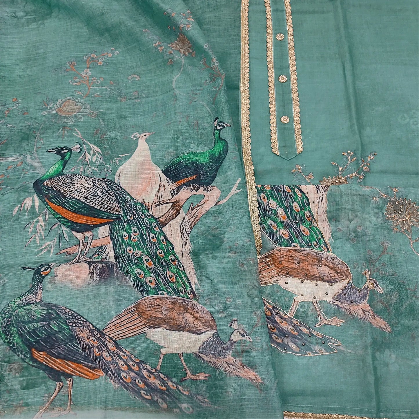 Digital printed semi linen salwar material mr251203-Neidhal