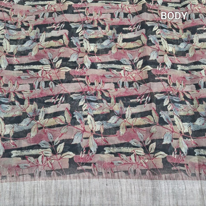 Digital printed slub silk cotton saree ns186-Neidhal