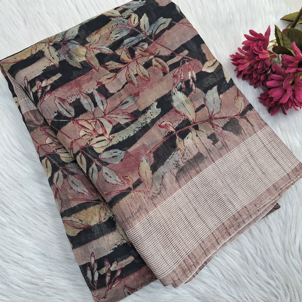 Digital printed slub silk cotton saree ns186-Neidhal