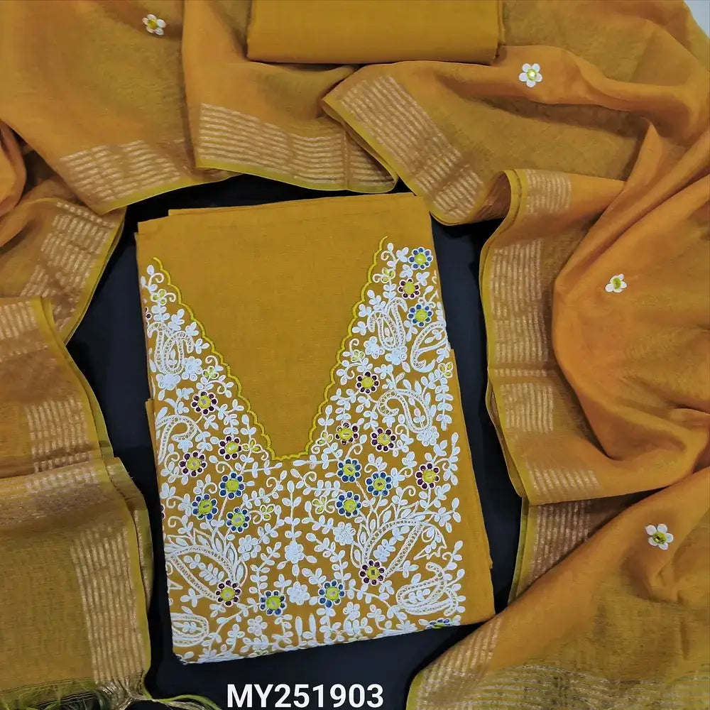 Fenugreek yellow cotton salwar material my251903-Neidhal