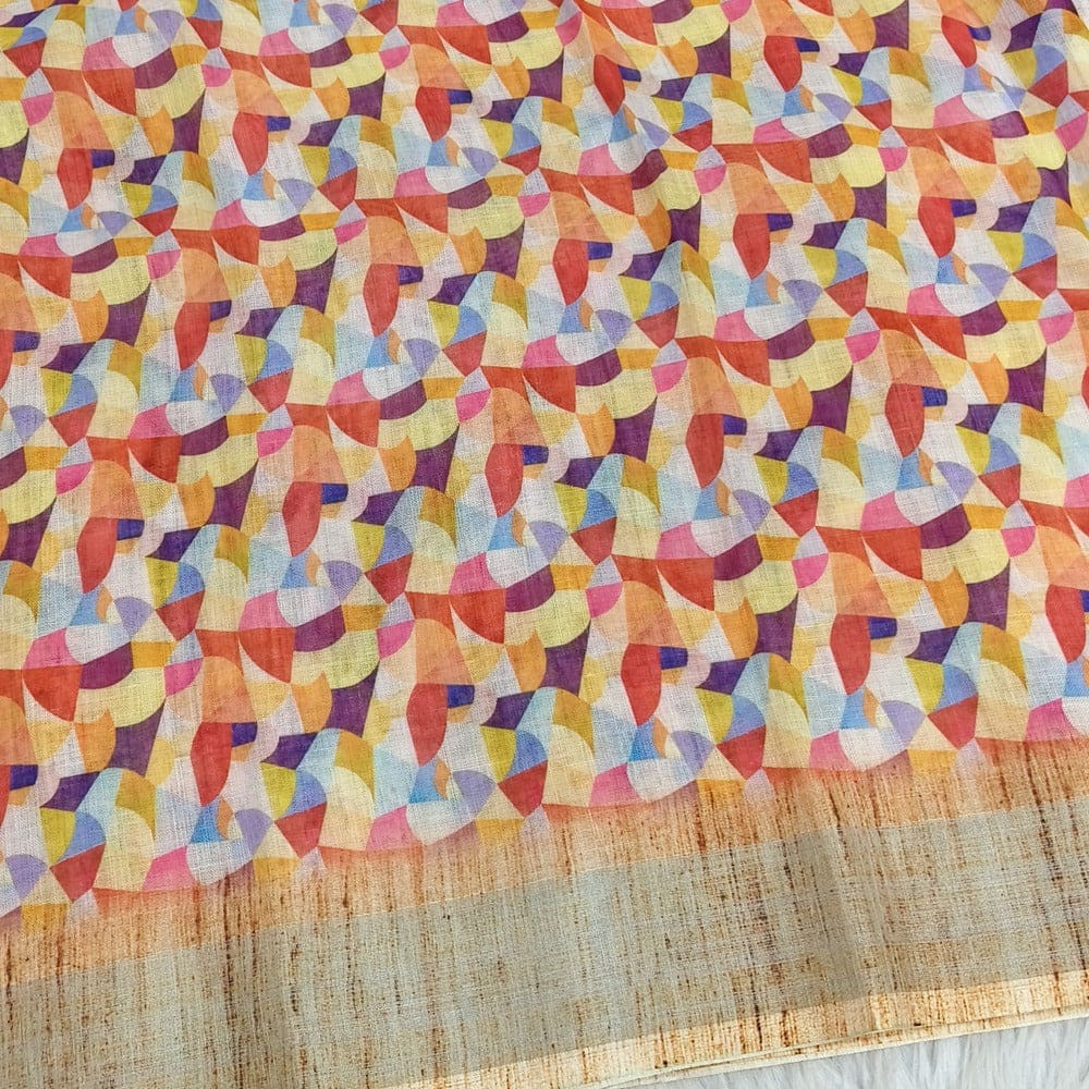 Floral digital printed fancy linen saree ns175-Neidhal