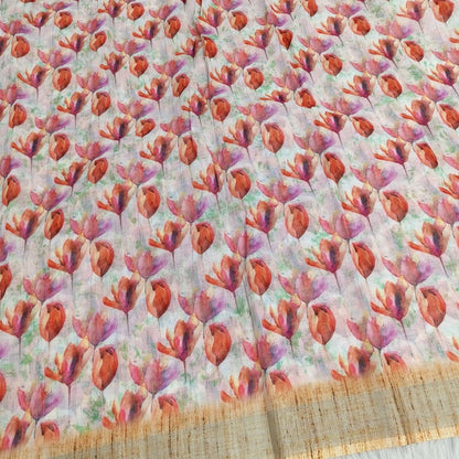 Floral digital printed fancy linen saree ns175-Neidhal