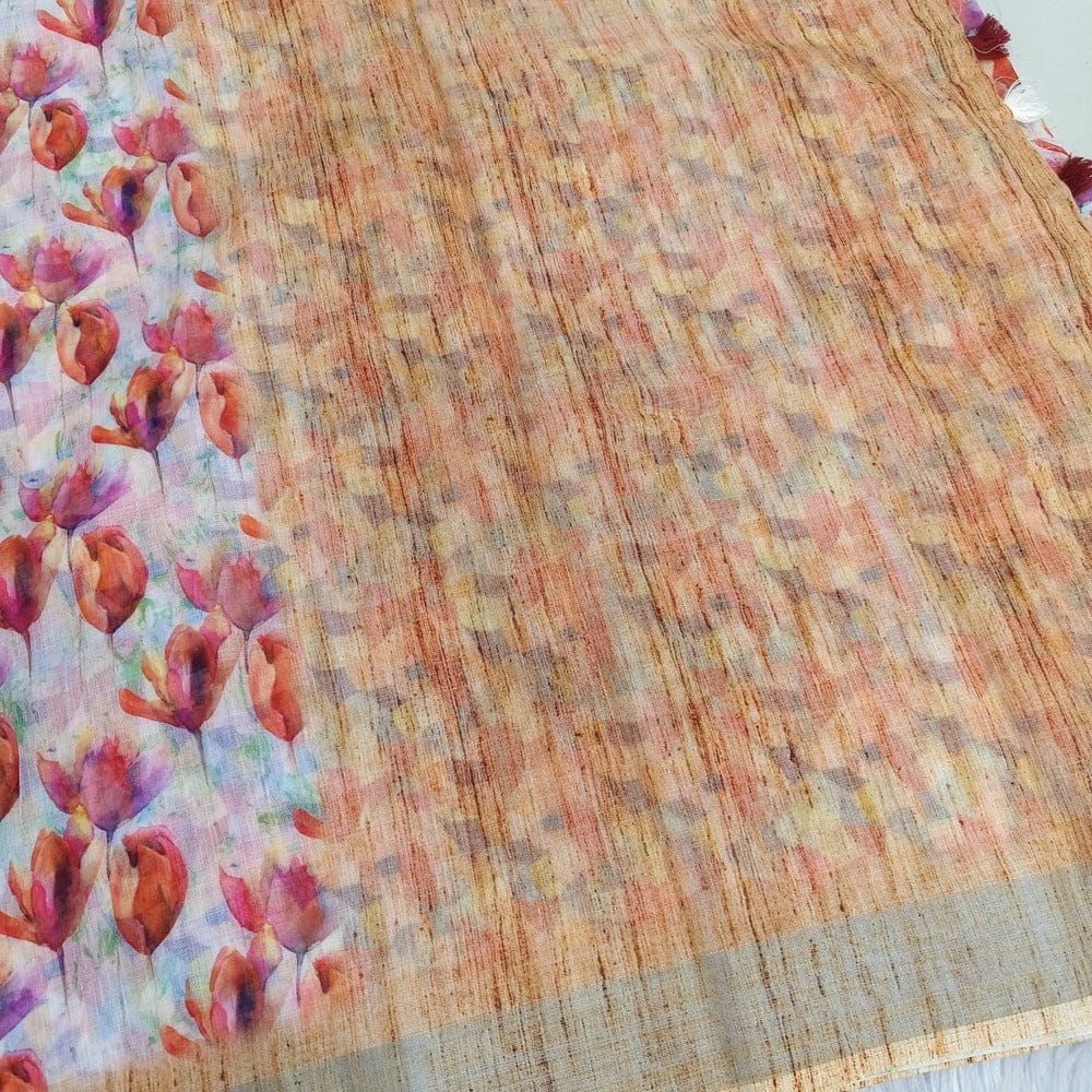 Floral digital printed fancy linen saree ns175-Neidhal