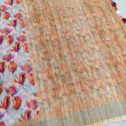Floral digital printed fancy linen saree ns175-Neidhal