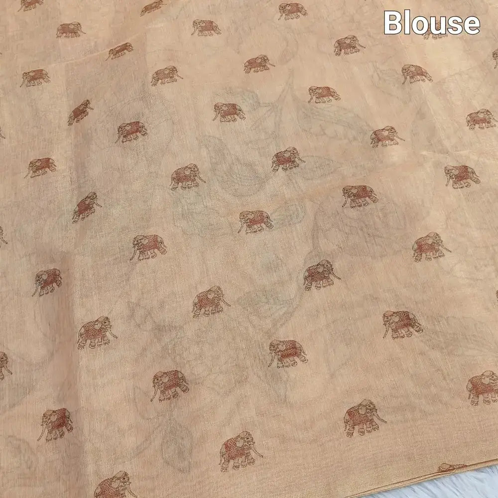 Golden beige printed tissue silk cotton saree ns109-Neidhal