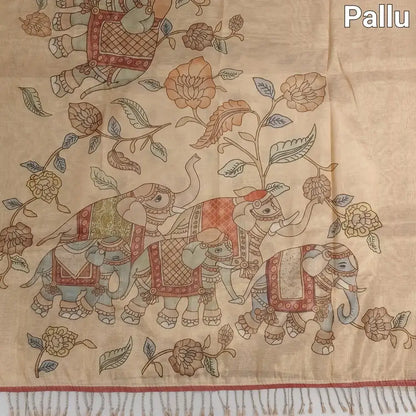 Golden beige printed tissue silk cotton saree ns109-Neidhal