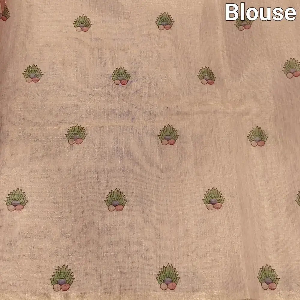 Golden beige printed tissue silk cotton saree ns168-Neidhal