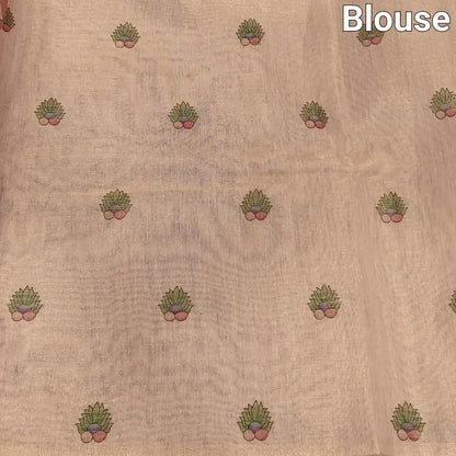 Golden beige printed tissue silk cotton saree ns168-Neidhal