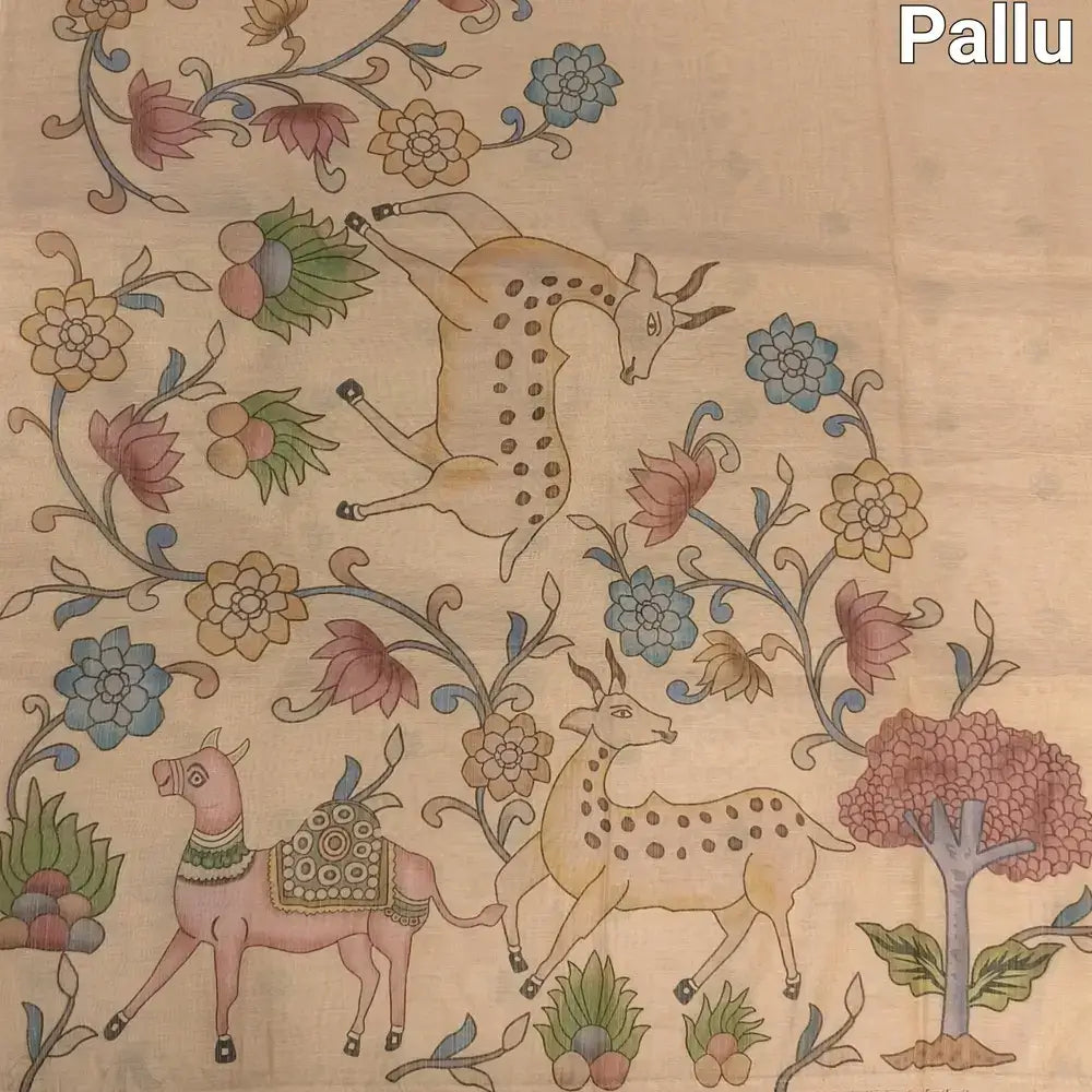 Golden beige printed tissue silk cotton saree ns168-Neidhal